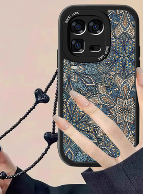 适用蓝色图腾iqoo15ultra手机壳新款iQOO15ULTRA小羊皮复古vivo外壳全包iqoo15U至尊版防摔男女创意保护套