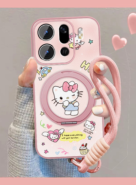 适用可爱KT猫oppofindx9手机壳女卡通Findx9ro新款凯蒂findx9磁吸opop小羊皮0pp0保护套全包防摔挂绳外壳