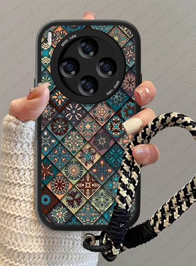 蓝色图腾适用vivoy500pro手机壳新款Y500por复古小羊皮viv0y500pr0硅胶全包vivi外壳防摔vovi男女国风保护套