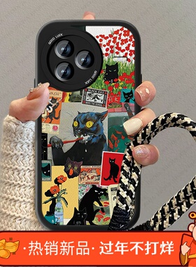 黑色猫咪适用小米civi5pro手机壳男micivi4新款女小羊皮mix4高级感疯狂pr0小米civi3防摔1s卡通2硅胶小众套