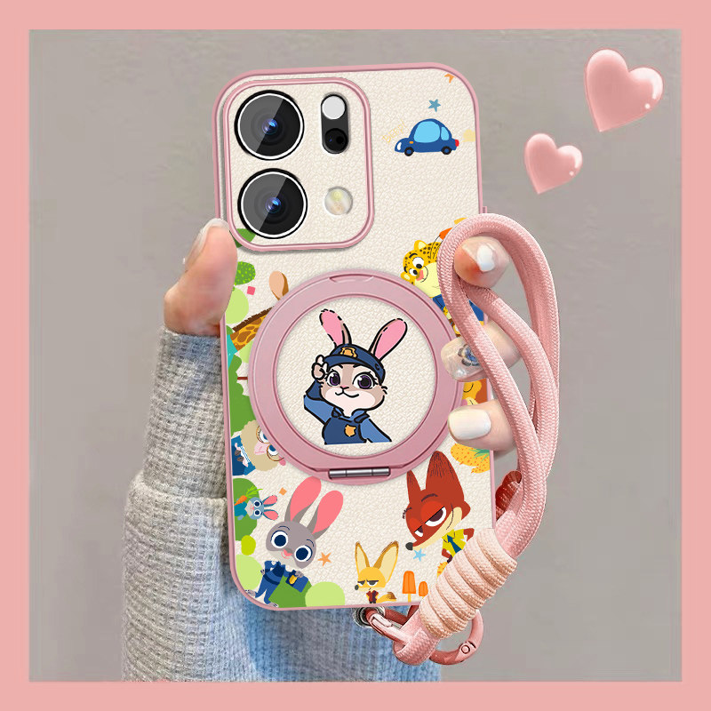 适用动物城朱迪opporeno14手机壳女卡通Reno14pro新款可爱Rano14磁吸0pp0小羊皮opop全包por防摔挂绳保护套 - 实物图