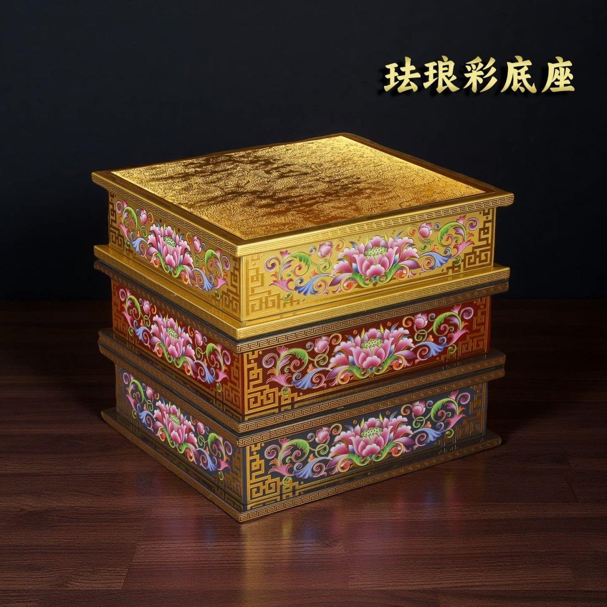 珐琅彩加高底座观音佛像