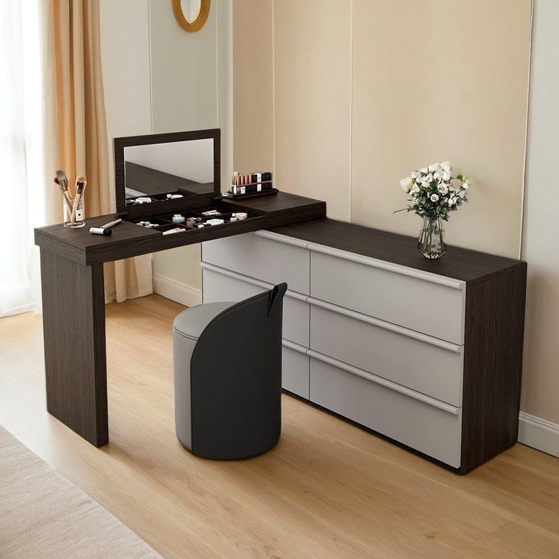实木梳妆台2025新款现代简约卧室化妆桌斗柜一体轻奢小户型高级感