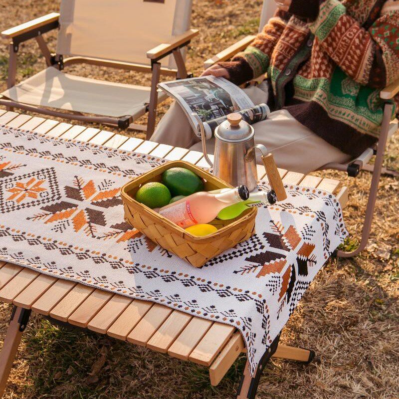 camping 民族风桌旗布艺餐桌户外露营桌子折叠桌蛋卷桌装饰桌旗桌