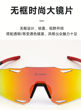 CAVALRY骑行变色眼镜自行车防风沙男女款户外跑步护目镜装备黑框