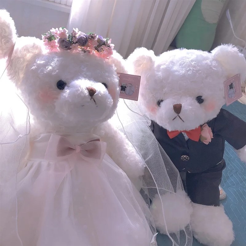 精品婚纱玩偶泰迪熊结婚公仔一对情侣压床娃娃送新人婚房礼物公仔