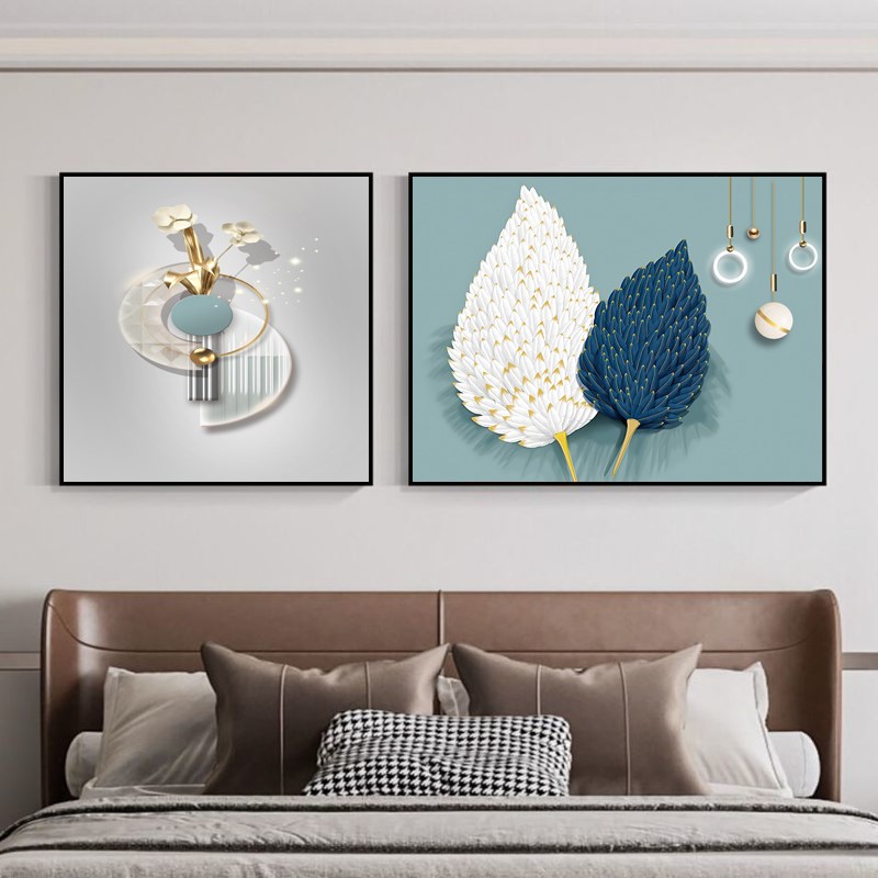 2022新款牀头墙面装饰画现代简约主卧卧室挂画温馨房间背景墙壁画