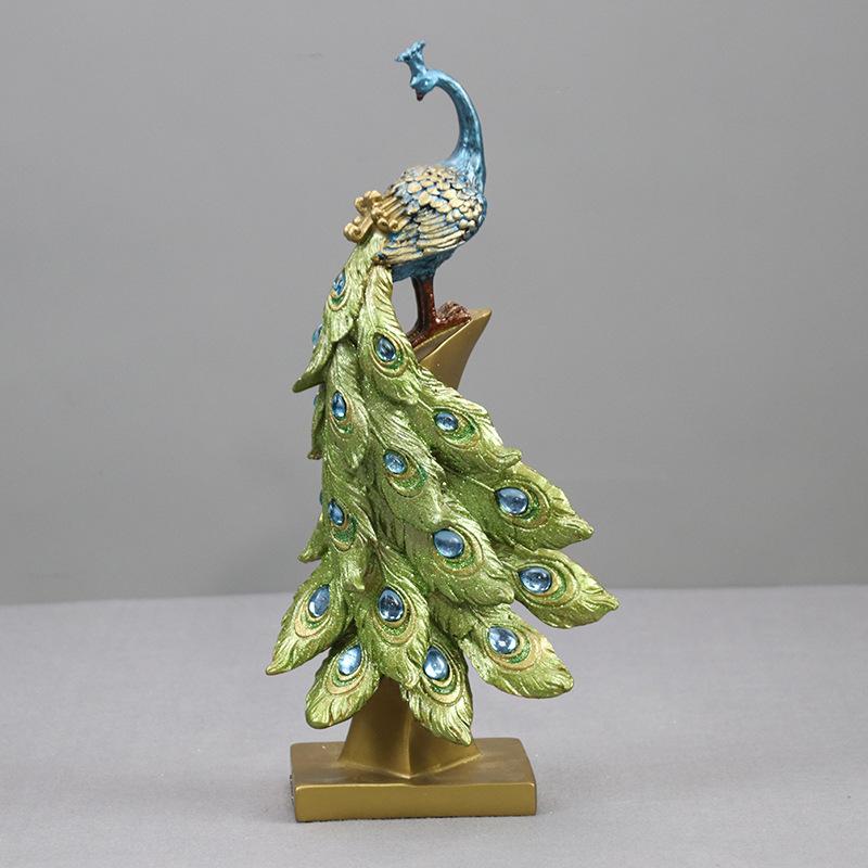 孔雀摆件装饰品欧式玄关客厅家居酒柜结婚柜创意工艺现代电视摆设