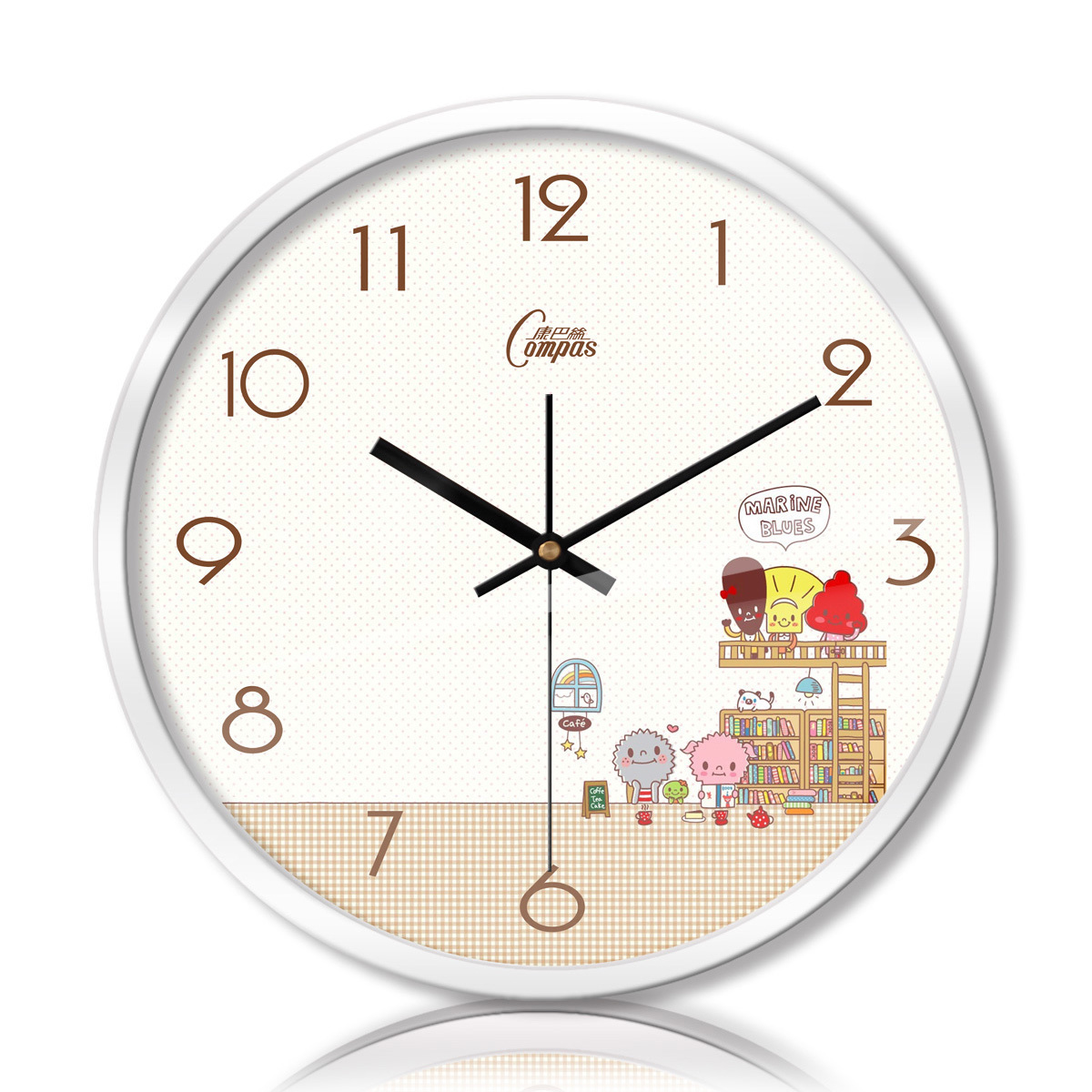 康巴丝/钟表挂钟客厅卧室静音扫描金属石英钟107