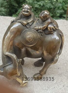 包邮纯铜牛摆件  童子骑牛 办公室书桌客厅装饰品 童子牛