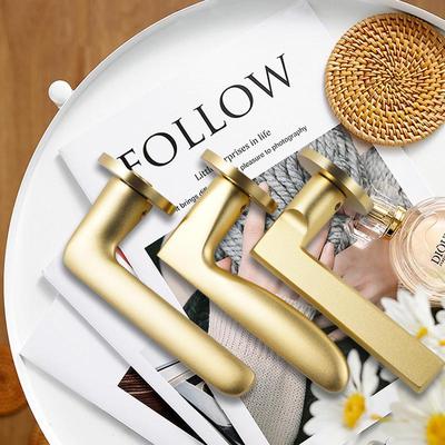 拉丝金色室内房门锁家用房间卧室木E门把手锁具通用型分体磁吸静