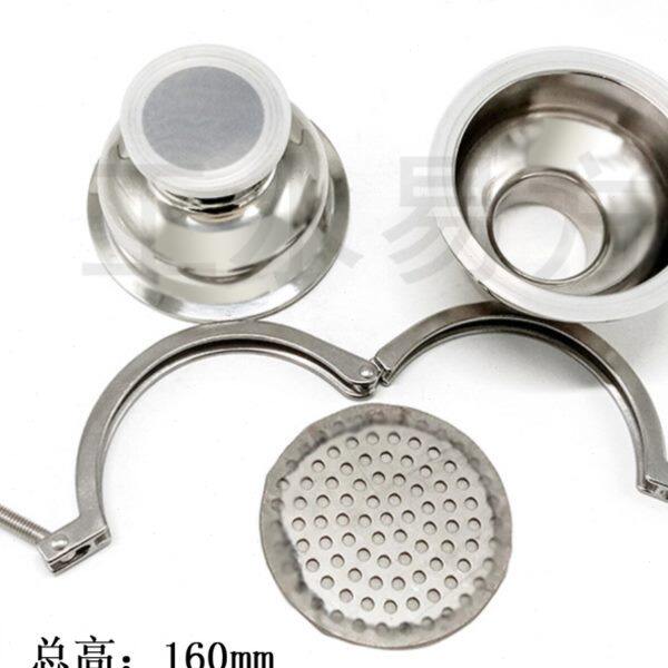 304卫生级球形管道出料口过滤器不锈钢滤网式带板快装直通过滤