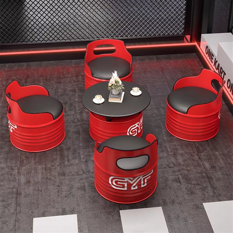 工业风酒吧桌椅组合网红台球馆创意时尚油桶咖啡厅清吧卡座沙发