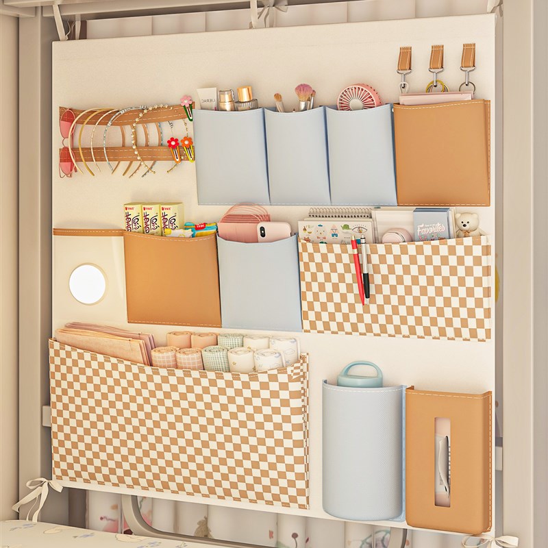 宿舍床上收纳挂袋床边袋子悬x挂布艺置物架手机袋挂墙学生收纳神