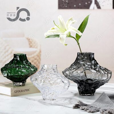 欧式创意峡谷玻璃花瓶家居水培客厅摆件百合玫瑰雪柳鲜花桌面装饰
