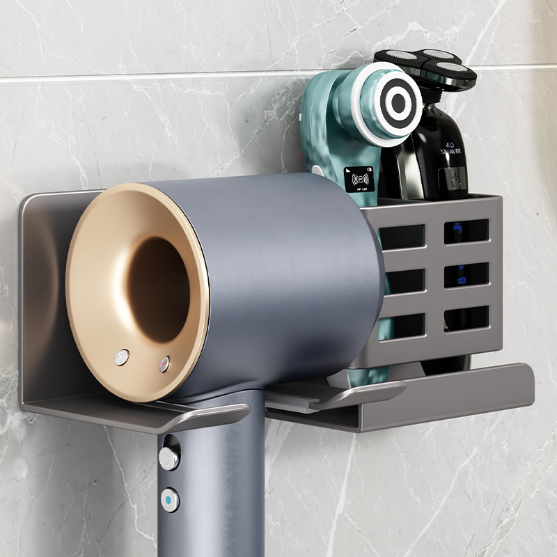 卫生间吹风机置物架壁挂式电吹风支架浴室免打孔风筒收.纳架子挂