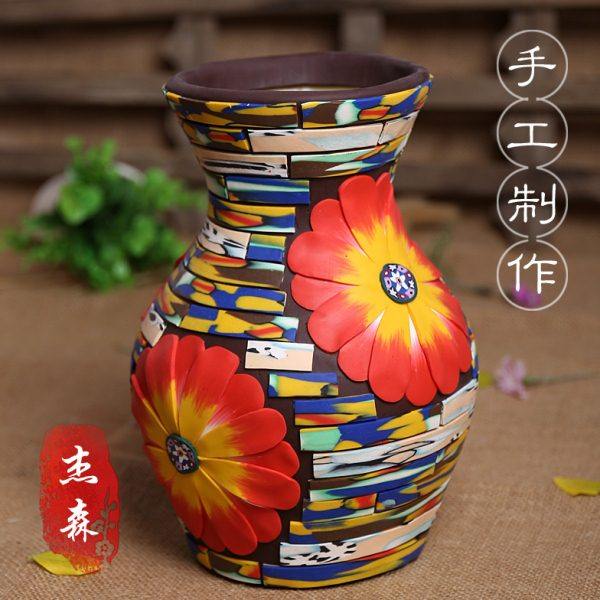 软陶手工家居软装饰品室内客厅电视柜工艺品摆件简约插花花E2,饰品/流行首饰/时尚饰品新,摆件,淘宝优惠券,粉丝福利购,淘宝优惠卷