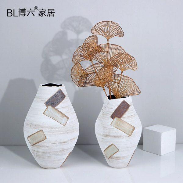 现代简约拼色花瓶样板房个性创意轻奢软装饰品摆件插干花陶瓷花器,家居饰品,花瓶,淘宝优惠券,粉丝福利购,淘宝优惠卷