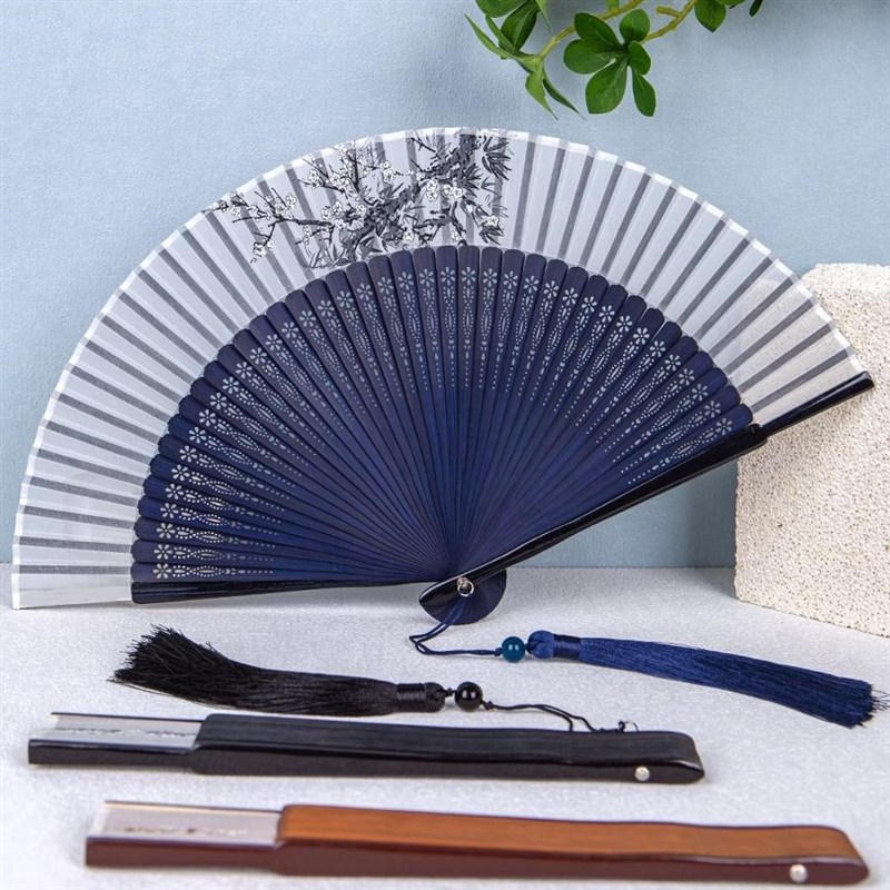中国风礼品绫绢便携随身扇舞蹈z扇表演扇夏水墨折扇子古风镂空男