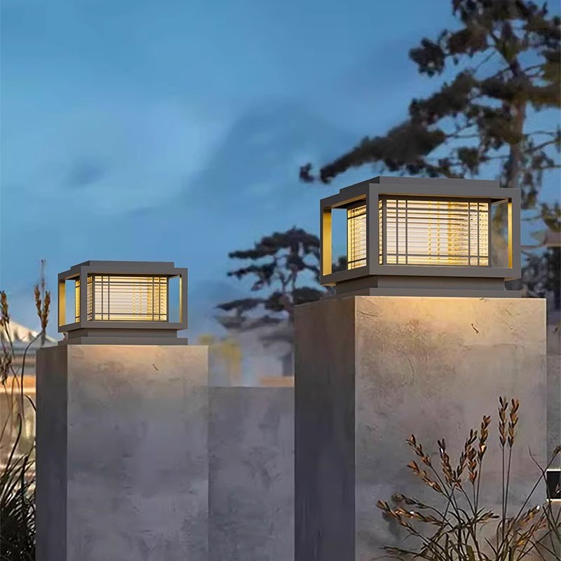 铝合金现代简约风太阳能柱头灯别墅户外防水庭院T柱子灯花园围墙