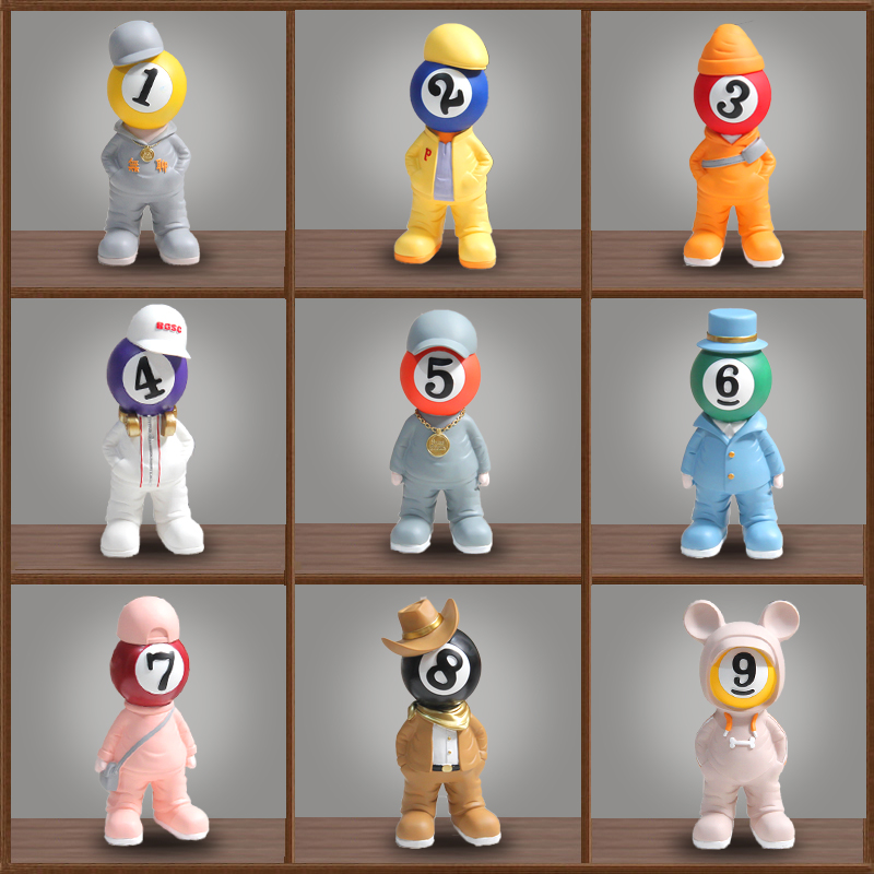 台球黑八桌球人物摆件礼品客厅桌面办公室软装创意P家居装饰工艺