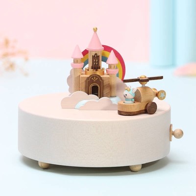 台湾jeancard实木旋转音乐盒八音盒生日礼物女孩子城堡圣诞儿童节