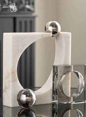 轻奢大理石几何工艺品摆件现代售楼处样板间餐桌床边柜套装饰品