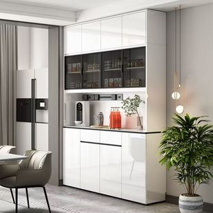 家用白色烤漆餐边柜靠墙一体置物柜酒柜餐厅厨房餐边柜矮柜多功能