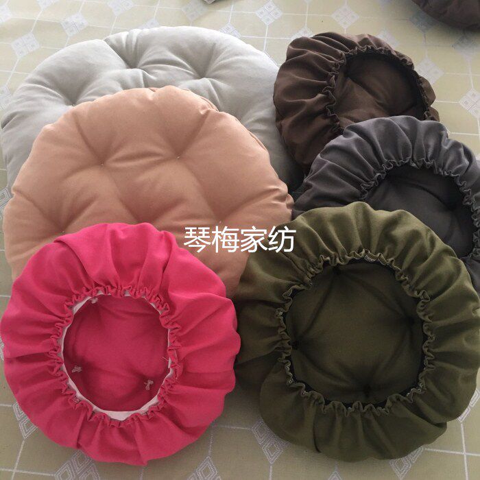 帆布纯色蒲团坐垫套 圆凳子椅垫 泡泡棉垫罩子树桩凳垫吧台圆形垫