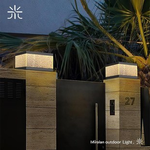 柱头灯太阳能大门两侧柱子灯别墅围墙庭院门头灯接电款 户外防水