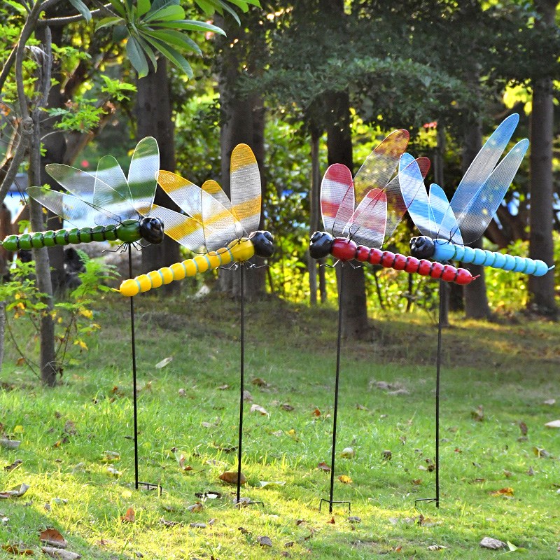 庭院花园装饰仿真动物铁艺蜻蜓插件公园草坪摆件户外园林景观雕塑