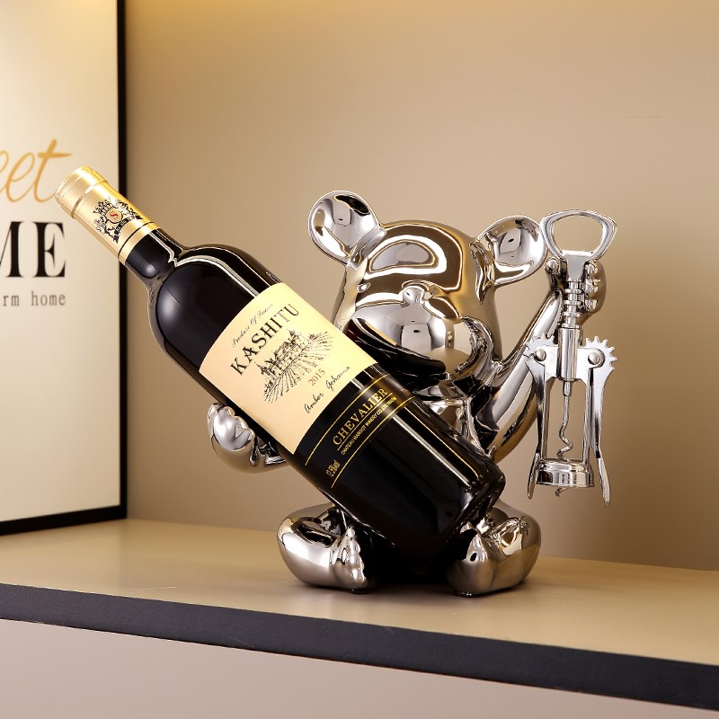 暴力网红熊创意高档客厅红酒架摆件酒柜装饰品家居电视柜摆设