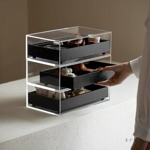 实木多层茶具收纳盒亚克力茶柜茶壶文玩首饰收纳盒展示柜