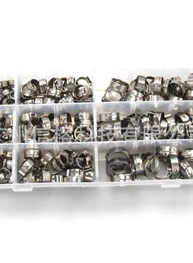 亚马逊货源180PCS盒装不锈钢单耳箍圈软管夹美式喉箍抱箍卡箍