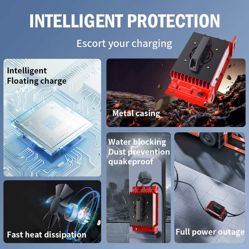 24V全密封灌胶防水充电机洗地机充电器12V电瓶大功率快充充电器