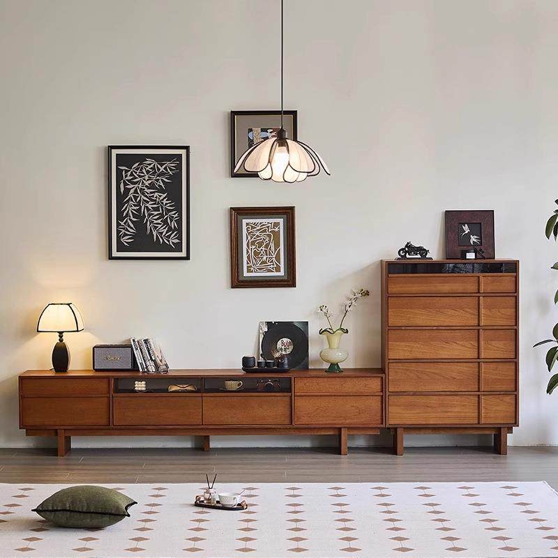 中古风实木电视柜复古实木客厅落地组合家用收纳储物柜一体影视柜,电子元器件市场,其它元器件,淘宝优惠券,粉丝福利购,淘宝优惠卷