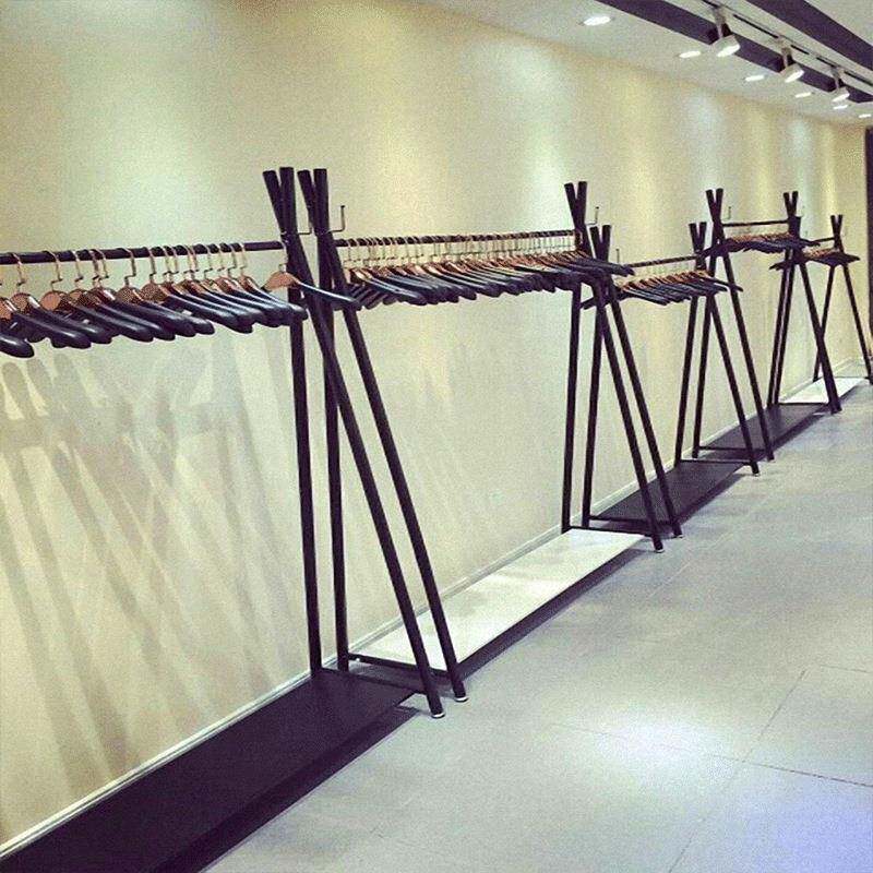 欧式铁艺服装店衣架展示架落地式女装店货架服装架正侧挂衣服架子