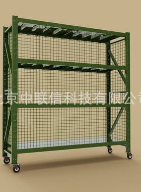 军绿色货架物资架带网带轮可移动货架置物架可移动器材架
