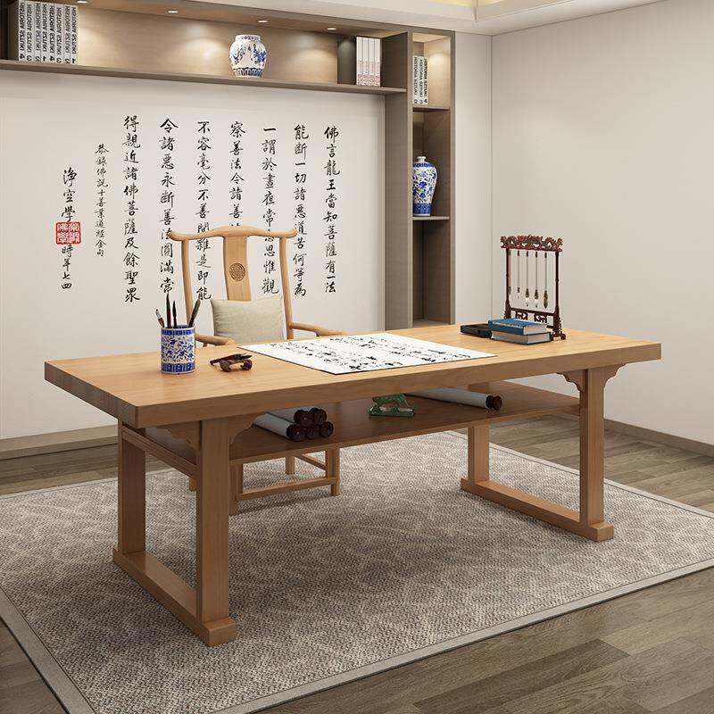 中式古风原木长方形书法写字桌家用书房绘画桌学生学习实木书桌
