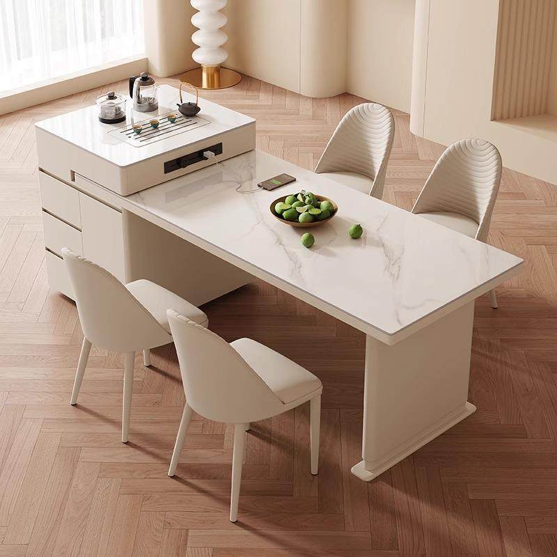 奶油风岩板岛台餐桌茶桌书桌一体两用家用办公室简约茶桌椅茶台,电子元器件市场,其它元器件,淘宝优惠券,粉丝福利购,淘宝优惠卷