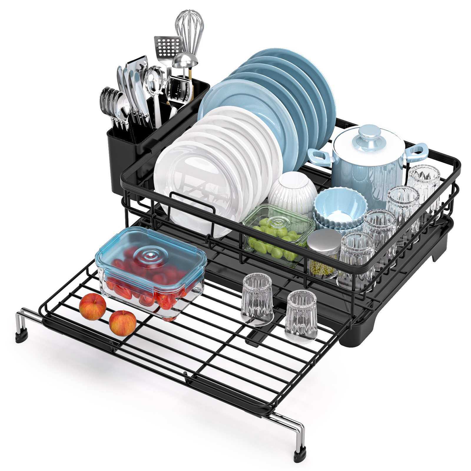 厨房洗碗机台面多功能沥水架可抽拉碗碟锅盘蔬果碗架水槽置物架台