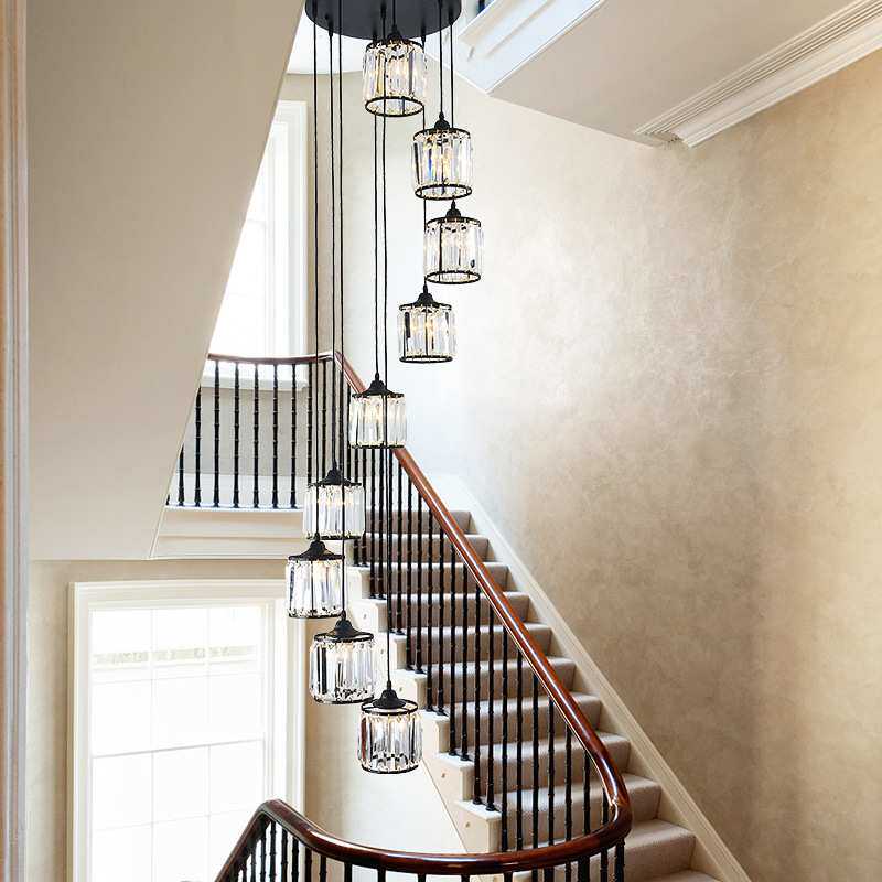 吊灯楼梯间北欧简约现代水晶餐吊灯轻奢吧台2025新款网红复式楼梯