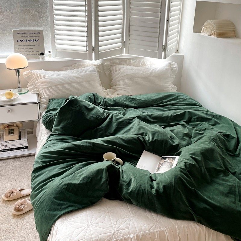 冬天保暖天鹅绒床上用品宝宝绒单人双人床笠床包被套床单枕套素色