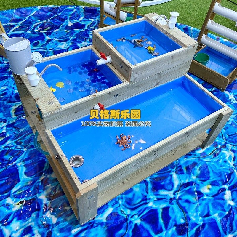 幼儿园儿童多功能玩水墙防腐木户外移动戏水桌沙水探索组合流水桌