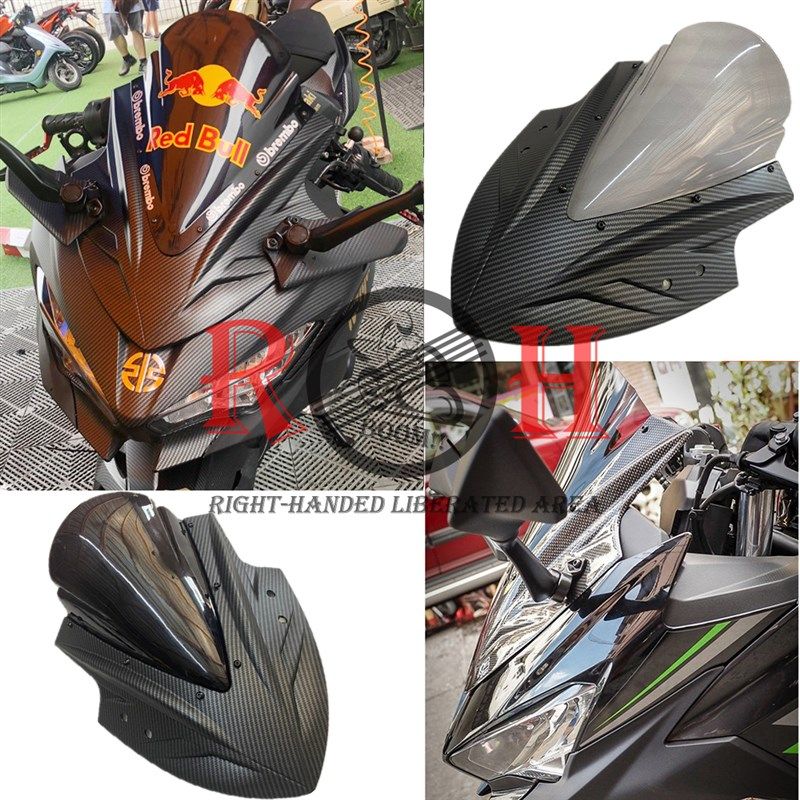 适用川崎忍者NINJA400改装加高风挡碳纤维分离挡风板后视镜定风翼