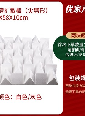 深灰色声学扩散板泡沫二次余数扩散体尖劈吸音隔音材料影院录音棚