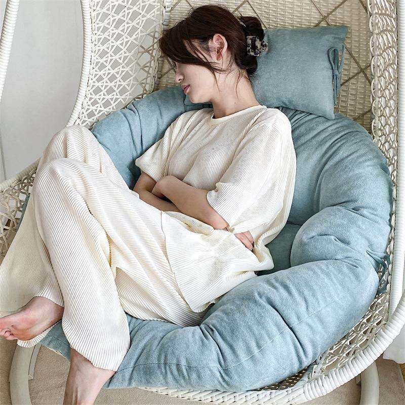 加厚吊篮垫子秋千鸟巢藤椅卧室单人吊椅坐垫可拆洗圆形摇篮椅靠垫