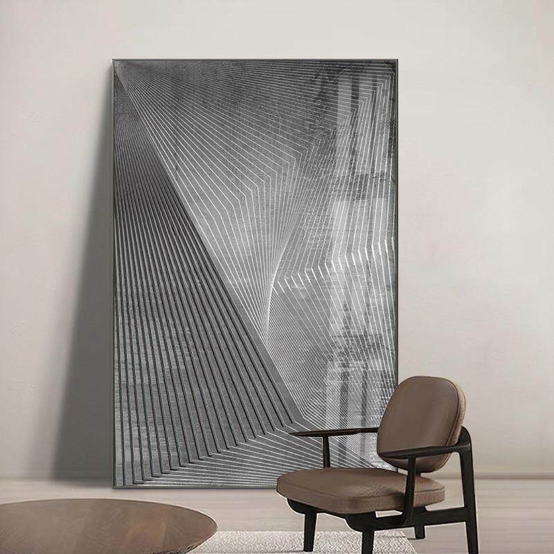 现代简约黑白线条抽象装饰画客厅玄关壁画工业风办公室商业挂画