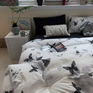 纤维化纤A类超柔蝴蝶水洗棉床上四件套学生宿舍被套床单三件套4