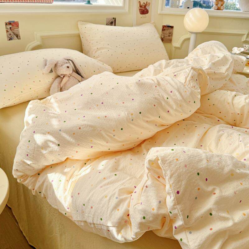 a类双层纱提花四件套学生宿舍可机洗水洗三件套床笠套件